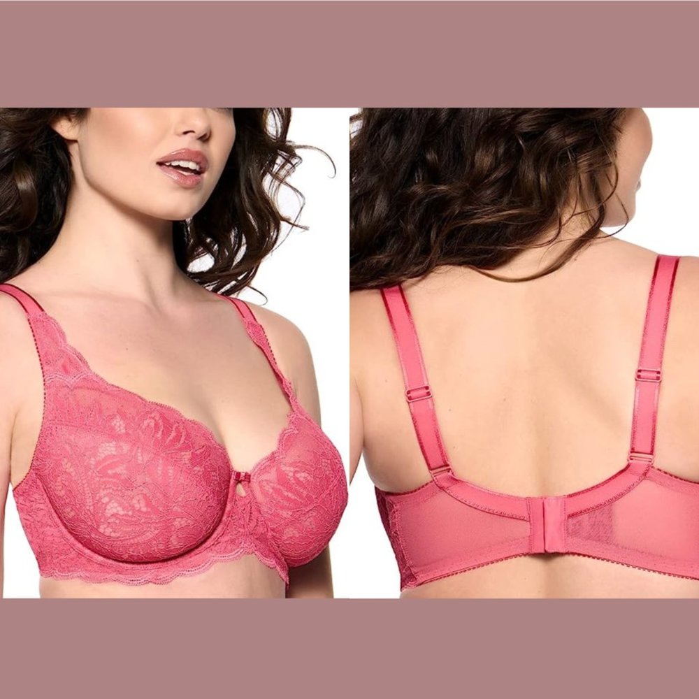 NWT‎ Paramour [ 40H ] Peridot Unlined Lace Bra in Honeysuckle Pink